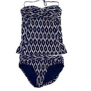 Robin Piccone 2pc Blue and Ivory Swimsuit Size M